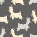 Funny llamas. Seamless background. Decorative wallpaper for the nursery in the Scandinavian style. Vector. Suitable for children\'