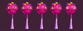 Funny lollipop character face emoji, pink candy