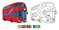 Funny London bus with eyes. Coloring book Royalty Free Stock Photo