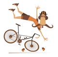 Man riding bicycle. Cyclist falling down from the bicycle illustration