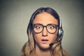 Funny looking shocked customer service representative Royalty Free Stock Photo