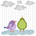 Funny love card with birds Royalty Free Stock Photo