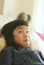 Funny and lovely face of asian children playing happiness emoti