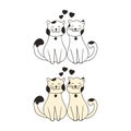 Funny lovers cats doodle icon. Cute pets vector art