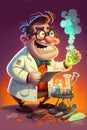 Funny mad scientist doctor illustration. Generative Ai