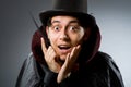 Funny magician man with wand Royalty Free Stock Photo