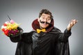 Funny magician man with wand Royalty Free Stock Photo