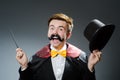 Funny magician with wand Royalty Free Stock Photo