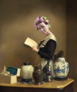 Funny Maid, Classic Oil Painting Spoof Royalty Free Stock Photo
