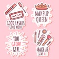 Isolated stickers make-up illustration with phrases