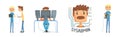 Funny Male Sysadmin Character Work with Server Vector Set