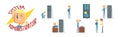 Funny Male Sysadmin Character Work with Server Vector Set