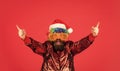 Funny man with beard. Winter holidays. Sorry Santa, Naughty just feels Nice. Bearded man celebrate christmas. Christmas