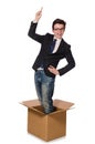 Funny man with boxes