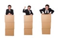 The funny man with boxes isolated on white Royalty Free Stock Photo