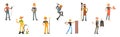 Funny Man Character Engaged in Different Occupation Vector Set