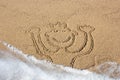 Funny man drawn in the sand Royalty Free Stock Photo