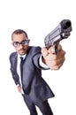 Funny man with gun isolated Royalty Free Stock Photo