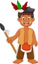 Funny man indian tribal cartoon posing
