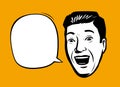 Funny man laughing out loud. Vector illustration style pop art retro