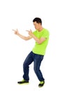 Funny man make a hand gun gesture Royalty Free Stock Photo