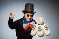 The funny man with money dollar sacks Royalty Free Stock Photo