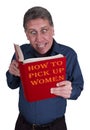 Funny Man Read Book, Dating, Looking for a Date Royalty Free Stock Photo