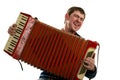Funny man sing and play on accordion Royalty Free Stock Photo