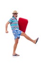 Funny man with suitcase isolated Royalty Free Stock Photo