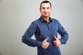 Funny man with thumbs up Royalty Free Stock Photo
