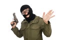 The funny man wearing balaclava isolated on white Royalty Free Stock Photo