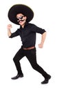 Funny man wearing mexican sombrero hat isolated Royalty Free Stock Photo