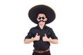 Funny man wearing mexican sombrero hat isolated Royalty Free Stock Photo
