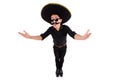 Funny man wearing mexican sombrero hat isolated Royalty Free Stock Photo