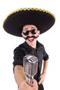 Funny man wearing mexican sombrero hat isolated Royalty Free Stock Photo