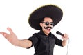 Funny man wearing mexican sombrero hat isolated Royalty Free Stock Photo