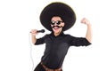 Funny man wearing mexican sombrero hat isolated Royalty Free Stock Photo