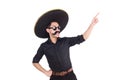 Funny man wearing mexican sombrero hat isolated Royalty Free Stock Photo