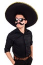 Funny man wearing mexican sombrero hat Royalty Free Stock Photo