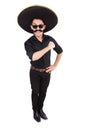 Funny man wearing mexican sombrero hat isolated on Royalty Free Stock Photo