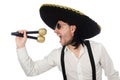 Funny man wearing mexican sombrero hat Royalty Free Stock Photo