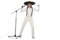 Funny man wearing mexican sombrero hat Royalty Free Stock Photo
