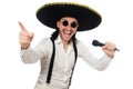 Funny man wearing mexican sombrero hat Royalty Free Stock Photo