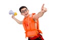 The funny man wearing orange safety vest Royalty Free Stock Photo