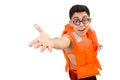 Funny man wearing orange safety vest Royalty Free Stock Photo