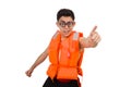 The funny man wearing orange safety vest Royalty Free Stock Photo