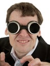 Funny man in welding goggles Royalty Free Stock Photo