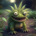 Funny marijuana monster smiling. Concept of smoking weed. Generative AI