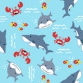 Vector seamless pattern with marine animals cartoon Royalty Free Stock Photo