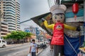 A funny mascot of a street food restaurant in Pattaya,Thailand